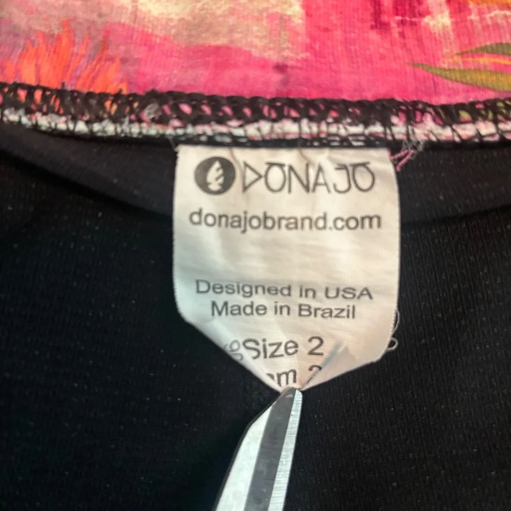 Dona Jo JoJo Skirt Tropical Palm Print Activewear Skort Pink Orange Size 2